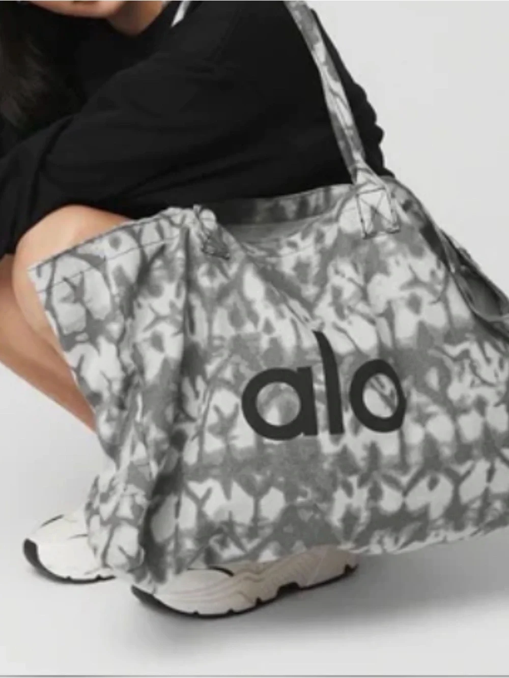 ALO Yoga Gray Tie-Dye Canvas Tote